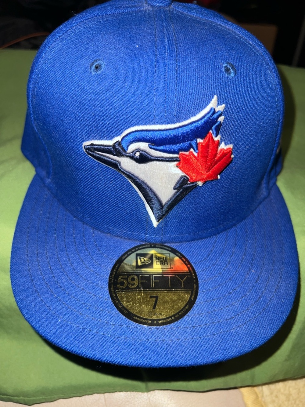 New Era Royal Blue Toronto Blue Jays Fitted Hat with Red Maple Leaf